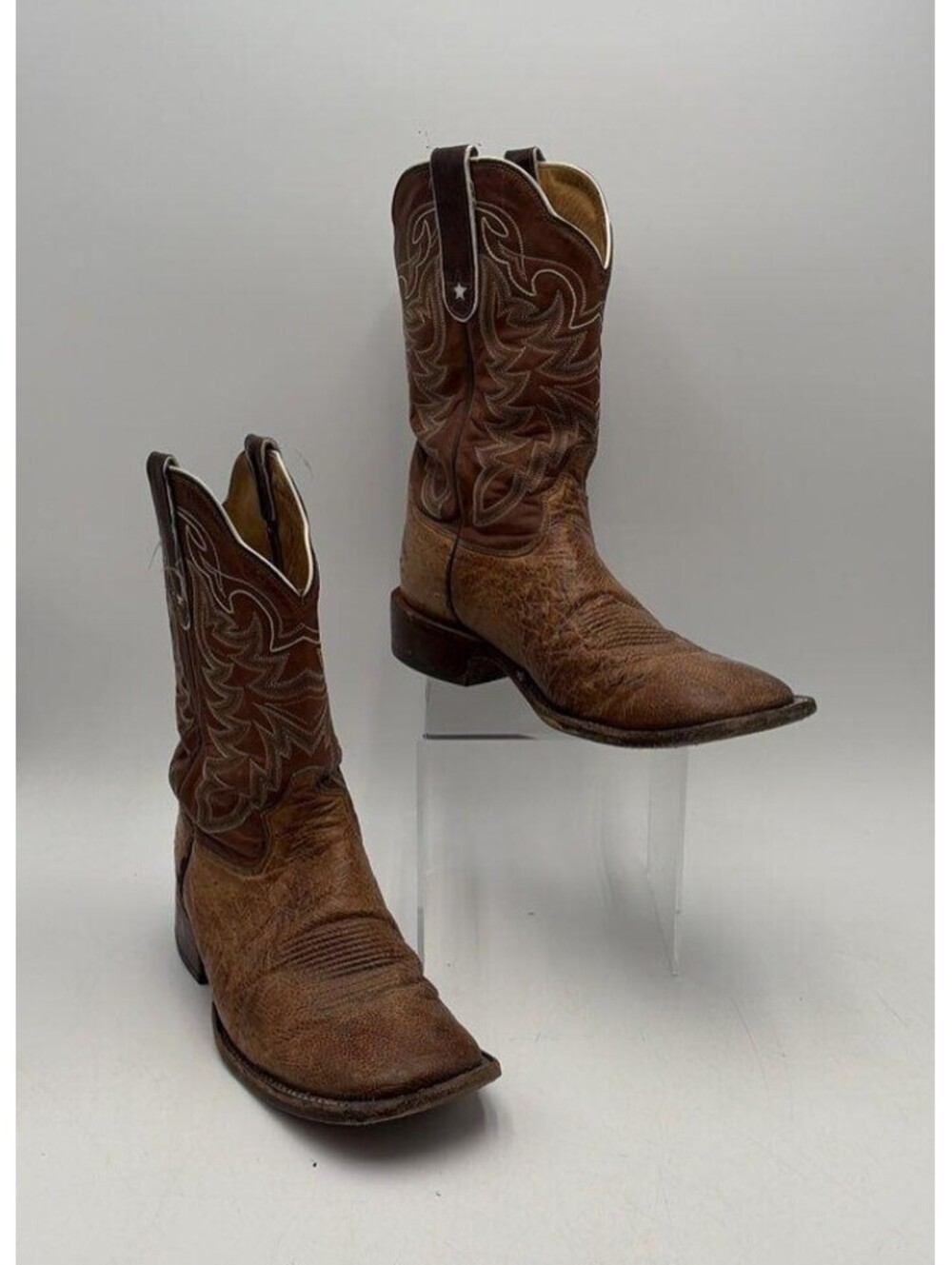 Vintage Tony Lama USA Square Toe Western Cowboy Boots Smooth Ostrich Mens 11 D